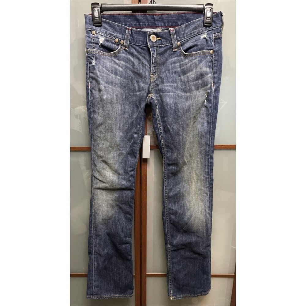 Banana Republic Premium Dark Denim Low Rise Jeans Straight Leg Womens Sample 6P